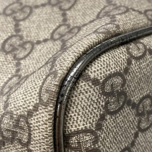 Auth GUCCI GG Plus/GG Supreme 193603 Gray Beige PVC Patent Leather - Handbag - Picture 6 of 16